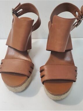 Vince Camuto tan Leather Slide Sandals